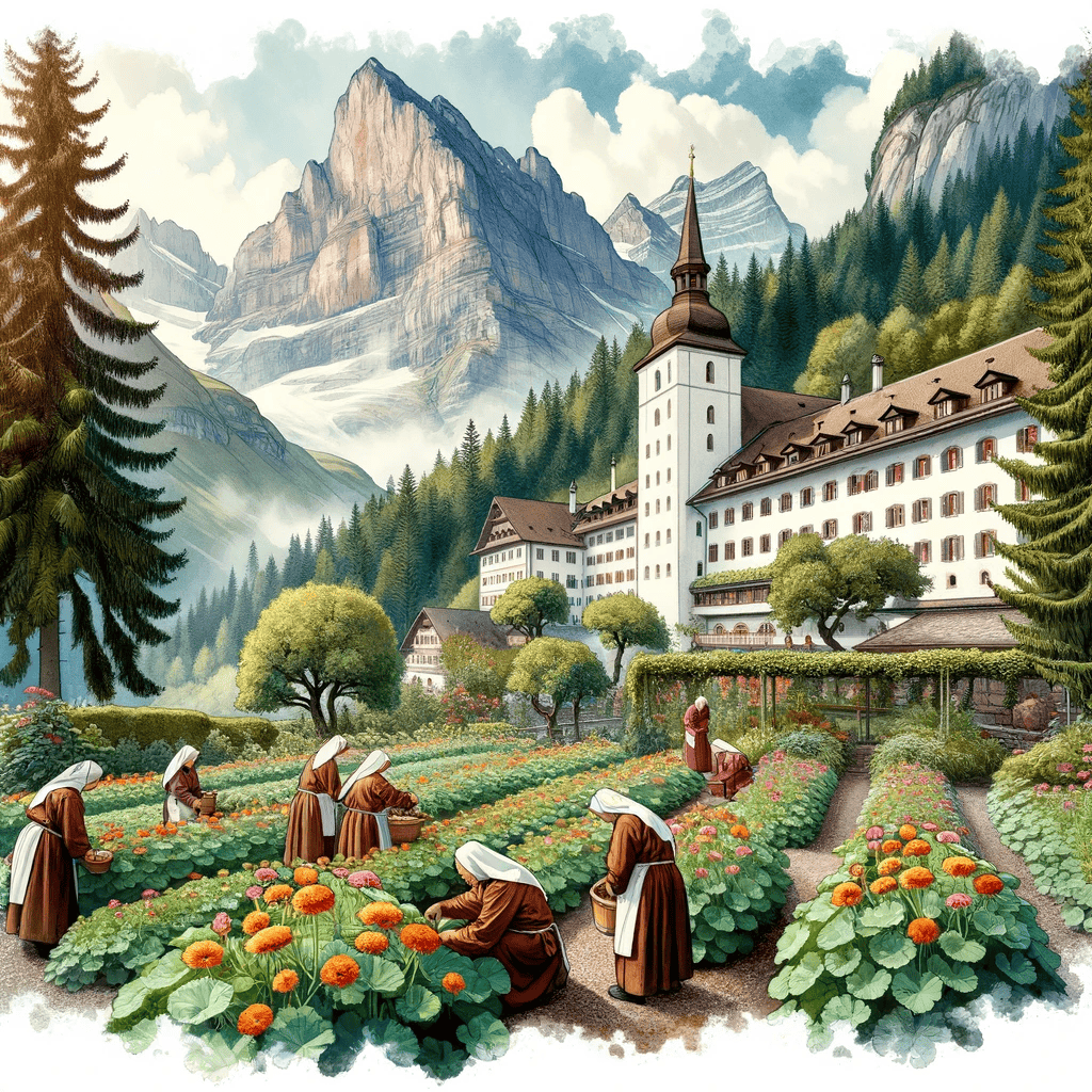 Kapuzinerkresse ernte im Klostergarten