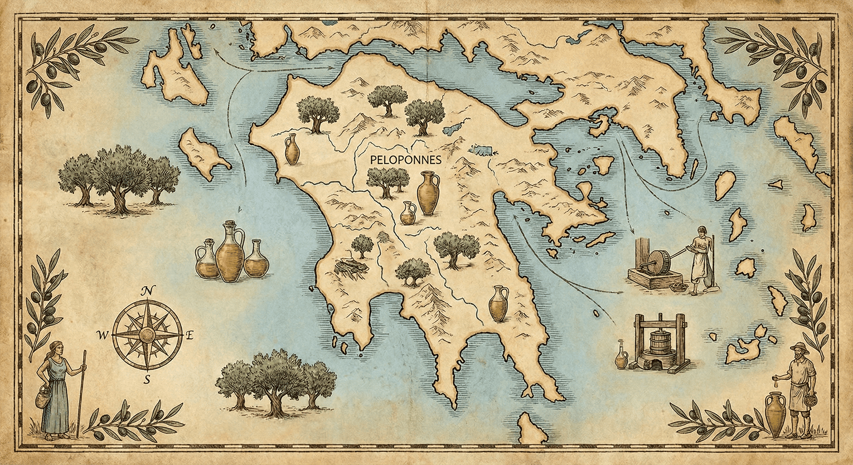 Die Lage von Peloponnes in Griechenland