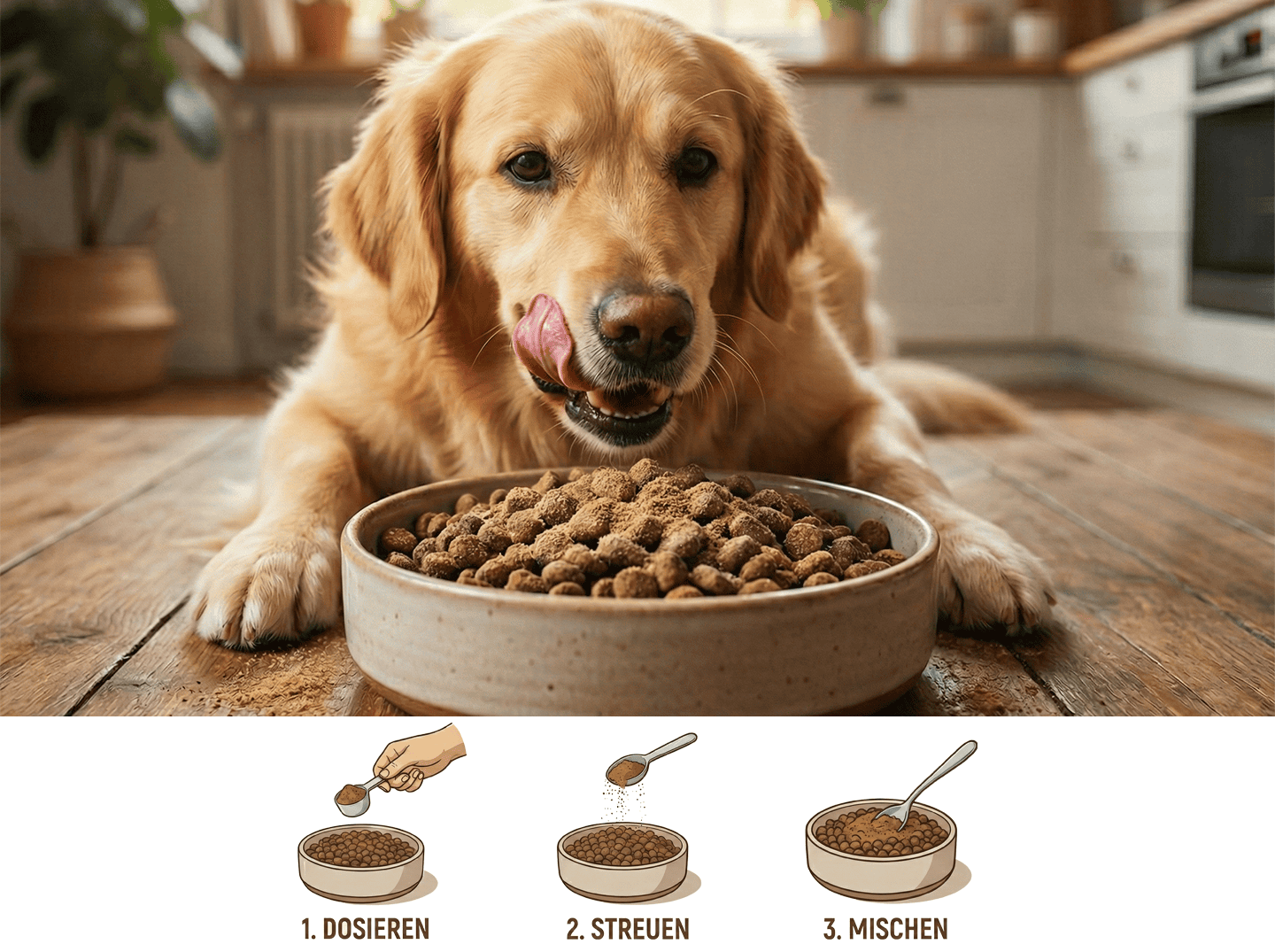 Vetavia schmeckt und ist leicht im Futter verteilen