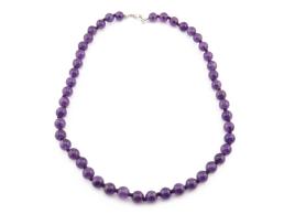Preview: Amethyst Halskette mit 8 mm Kugeln - Länge ca. 45 cm - Versilberter Karabiner