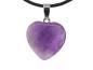 Preview: Amethyst Herz Edelstein Anhänger inkl. 1m Leder- oder Kunstleder Halskette (Schmuckstein)