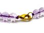 Preview: Amethyst Halskette mit 8 mm Kugeln - Länge ca. 47 cm - Vergoldeter Karabiner