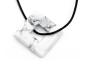 Preview: Howlite Square Donut (Howlith) Edelstein / Heilstein - Anhänger inkl. 1m Leder- oder Kunstleder Halsband (Schmuckstein)