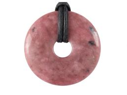 Preview: Rhodonit Donut Edelstein / Heilstein inkl. 1m Leder- oder Kunstleder Halskette