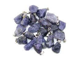 Preview: Tansanit roh Edelstein / Heilstein mit 925er Silberöse inkl. 1m Leder- oder Kunstleder Halskette