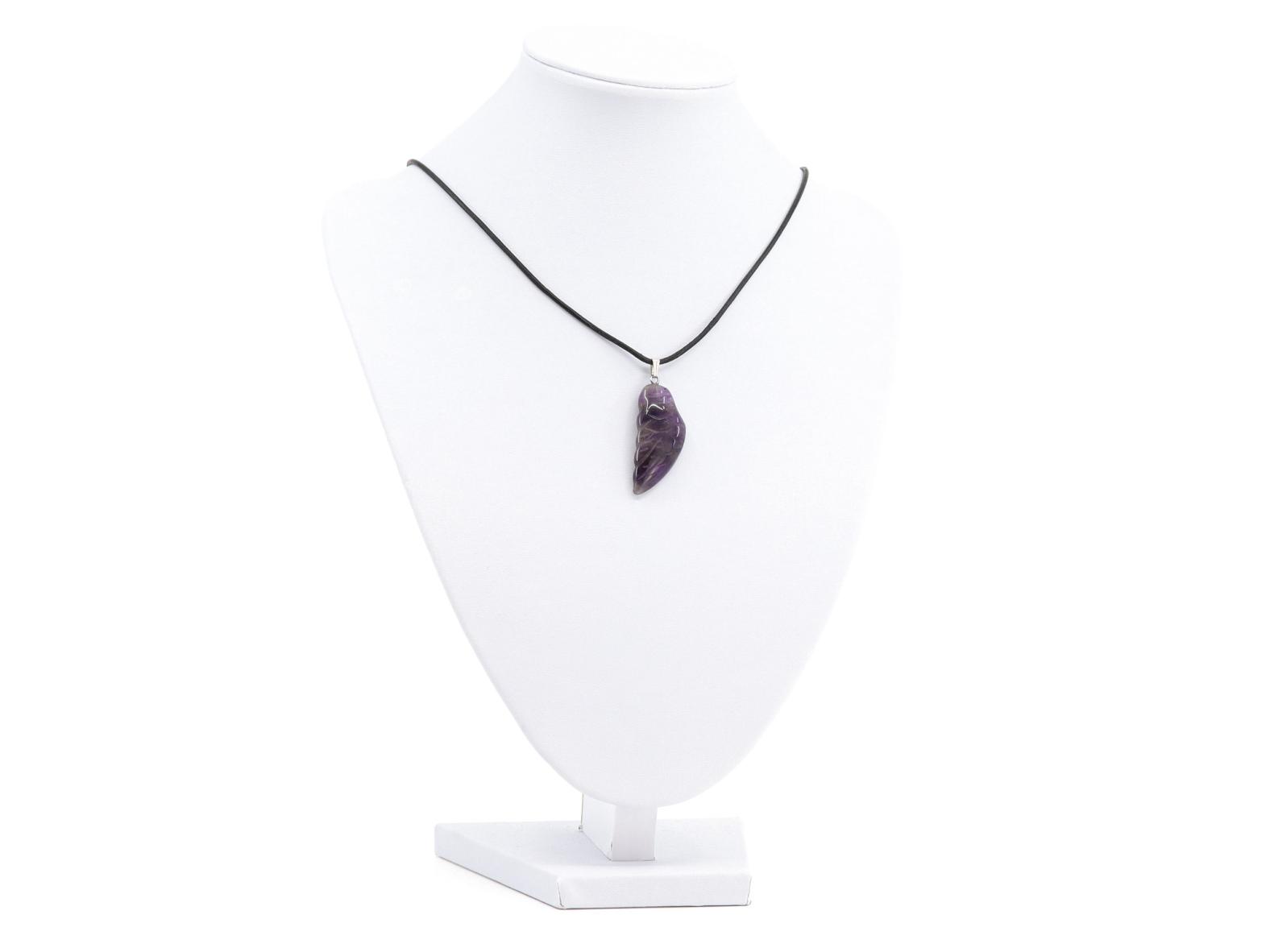 Amethyst Engelflügel - Anhänger inkl. 1m Leder- oder Kunstleder Halsband (Schmuckstein)