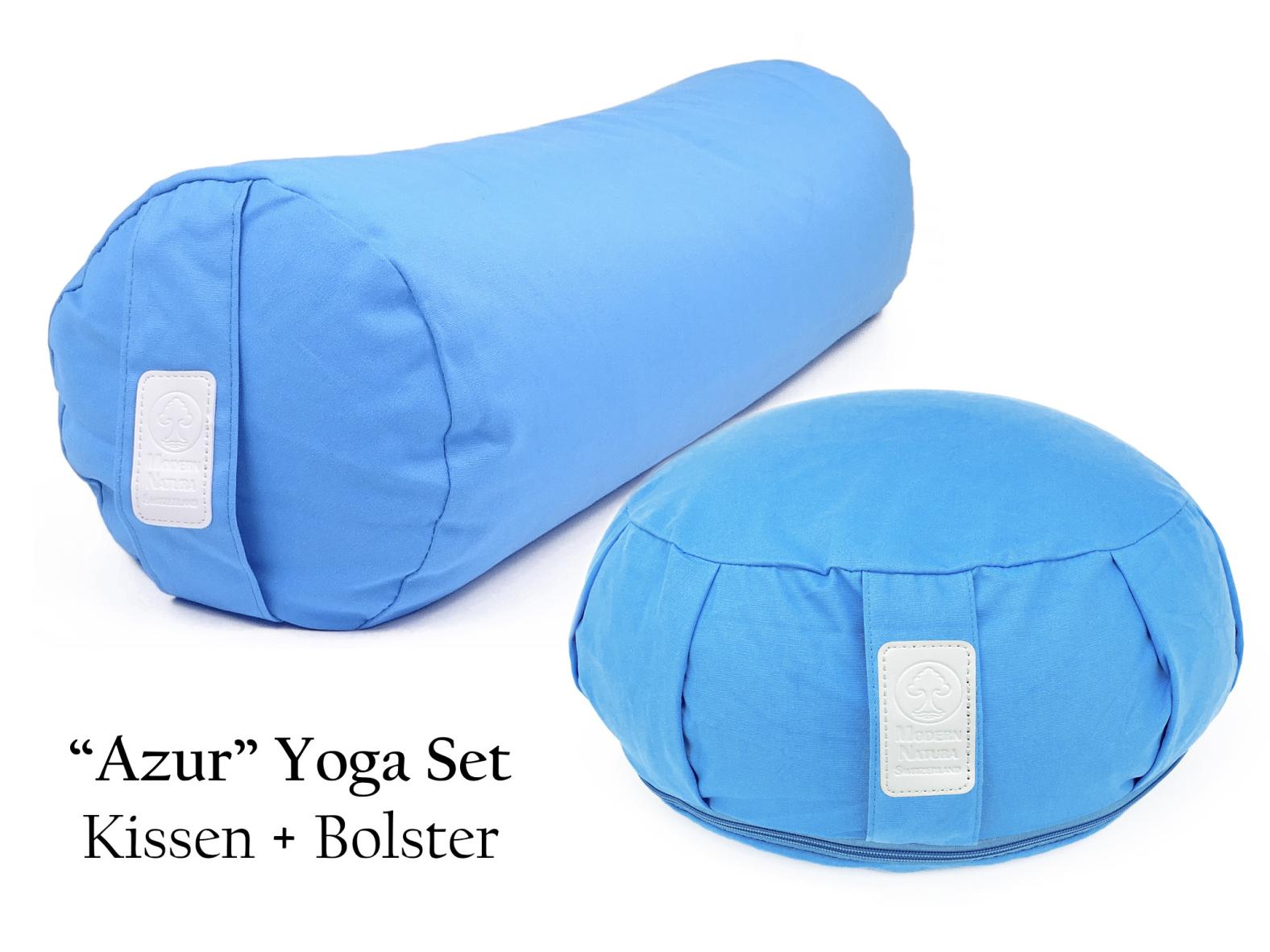 Yoga Set "Azur" - Yogakissen + Yogabolster (Hellblau, Babyblau / Lagunenblau)