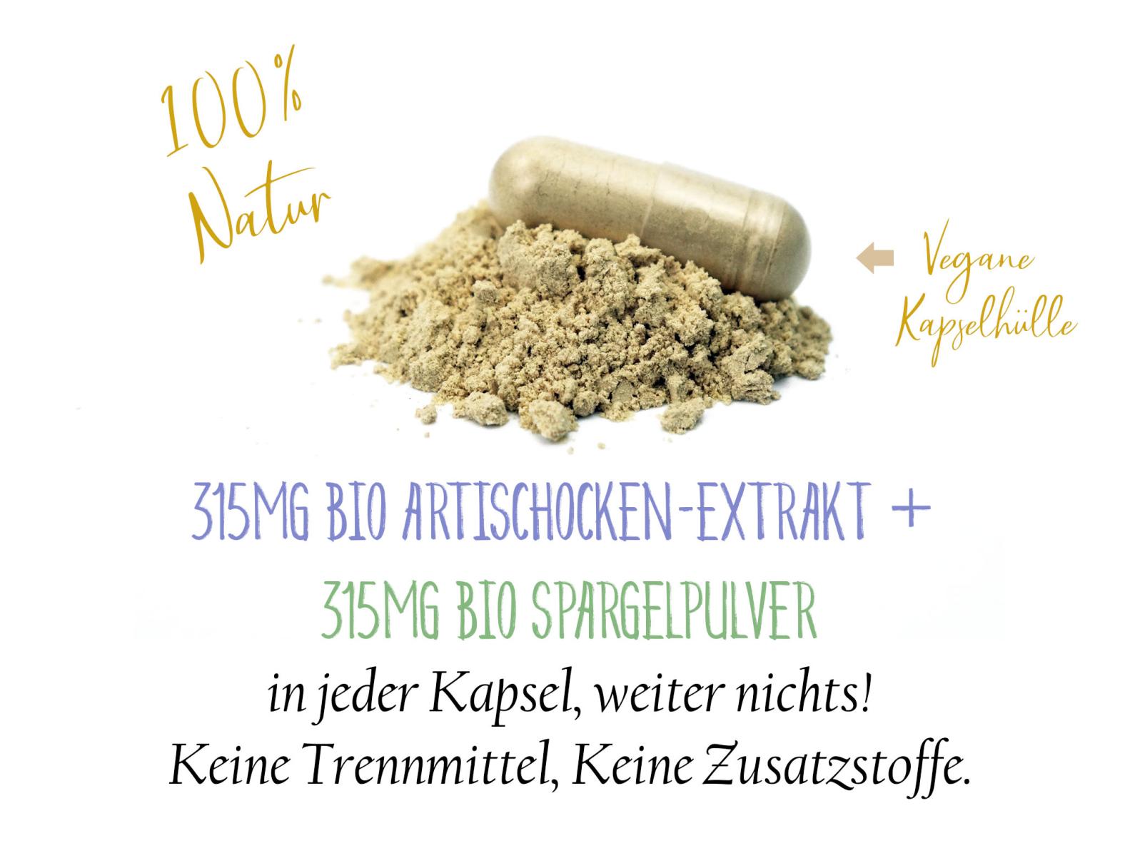 BIO Artischocken Extrakt Kapseln - Vegan & Glutenfrei - 90 Kapseln im Glas