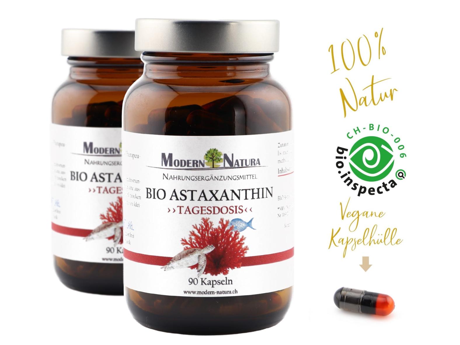 BIO Astaxanthin Kapseln - Natürliches Antioxidans aus der Mikroalge (90 Kapseln im Glas)