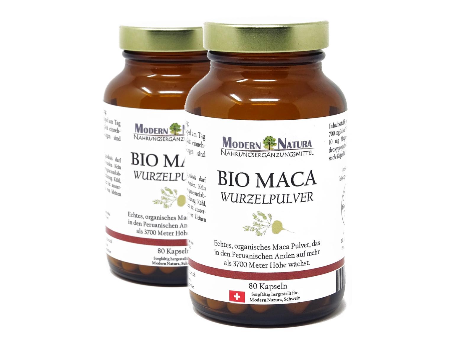 BIO Maca - 2x 80 Kapseln Doppelpack - 700mg Macawurzelpulver - Vegan & Glutenfrei