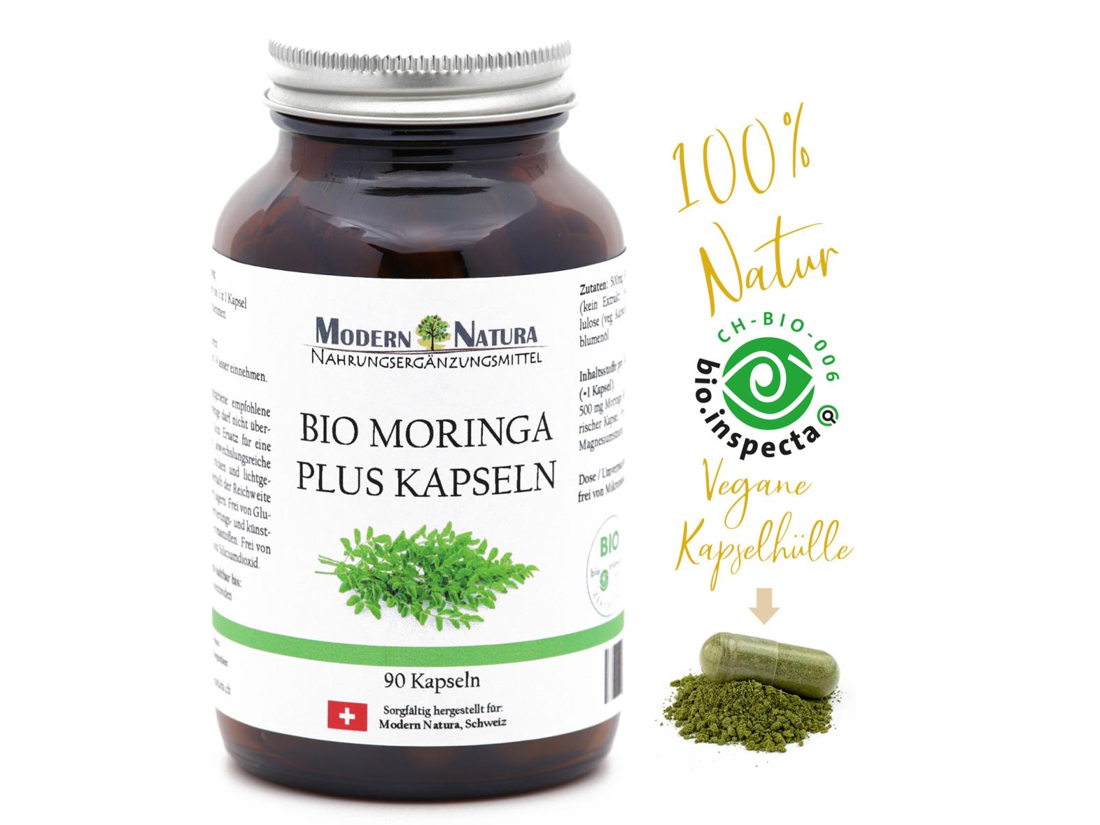 BIO Moringa Oleifera 500mg (90 Kapseln, Vegan & Glutenfrei)