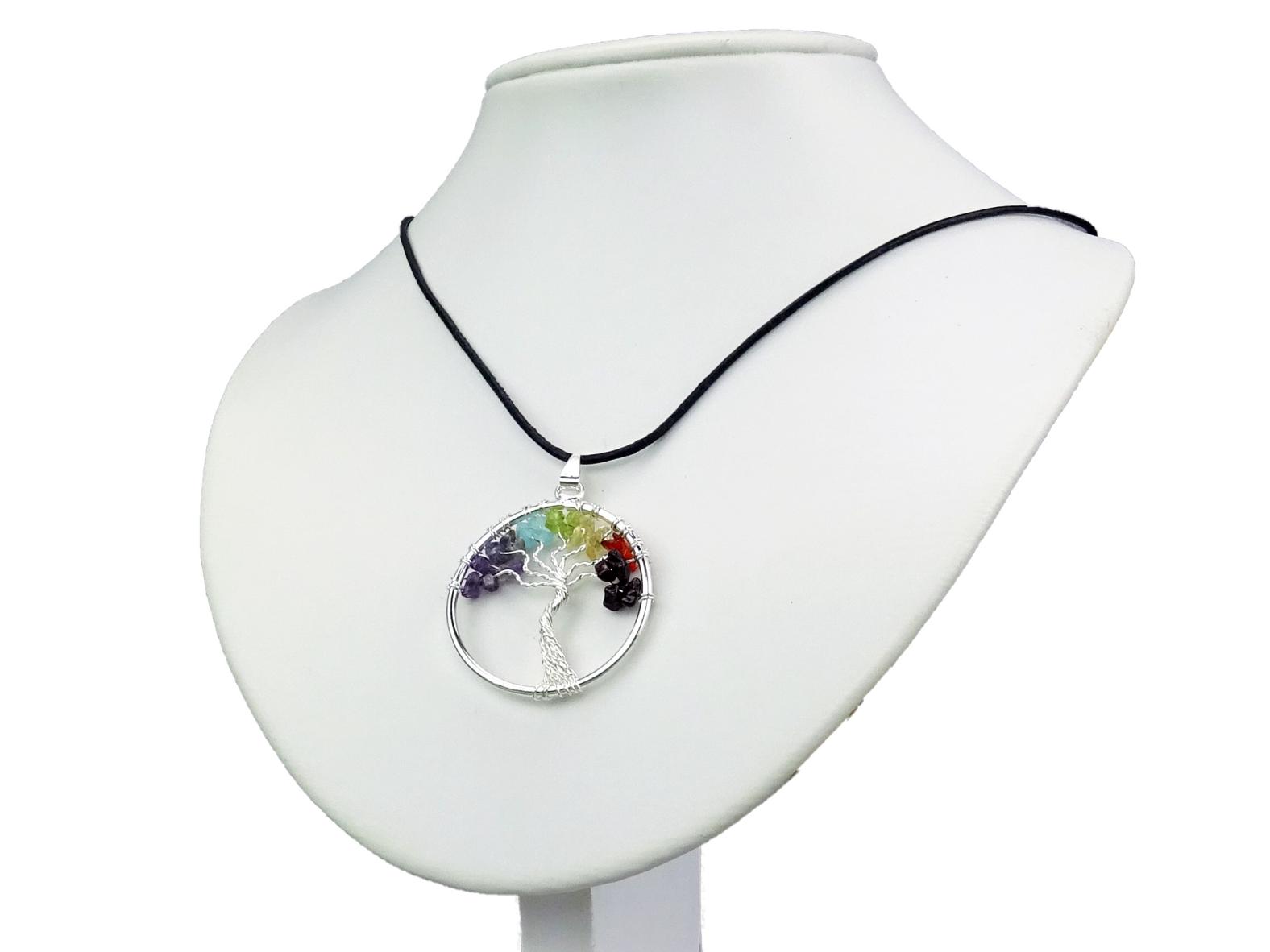 Chakra-Anhänger "Baum des Lebens" + 1m Lederhalsband