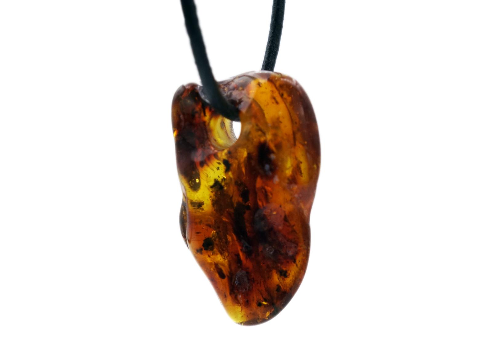 Bernstein Edelstein / Heilstein Anhänger + 1m Leder- oder Kunstlederhalsband
