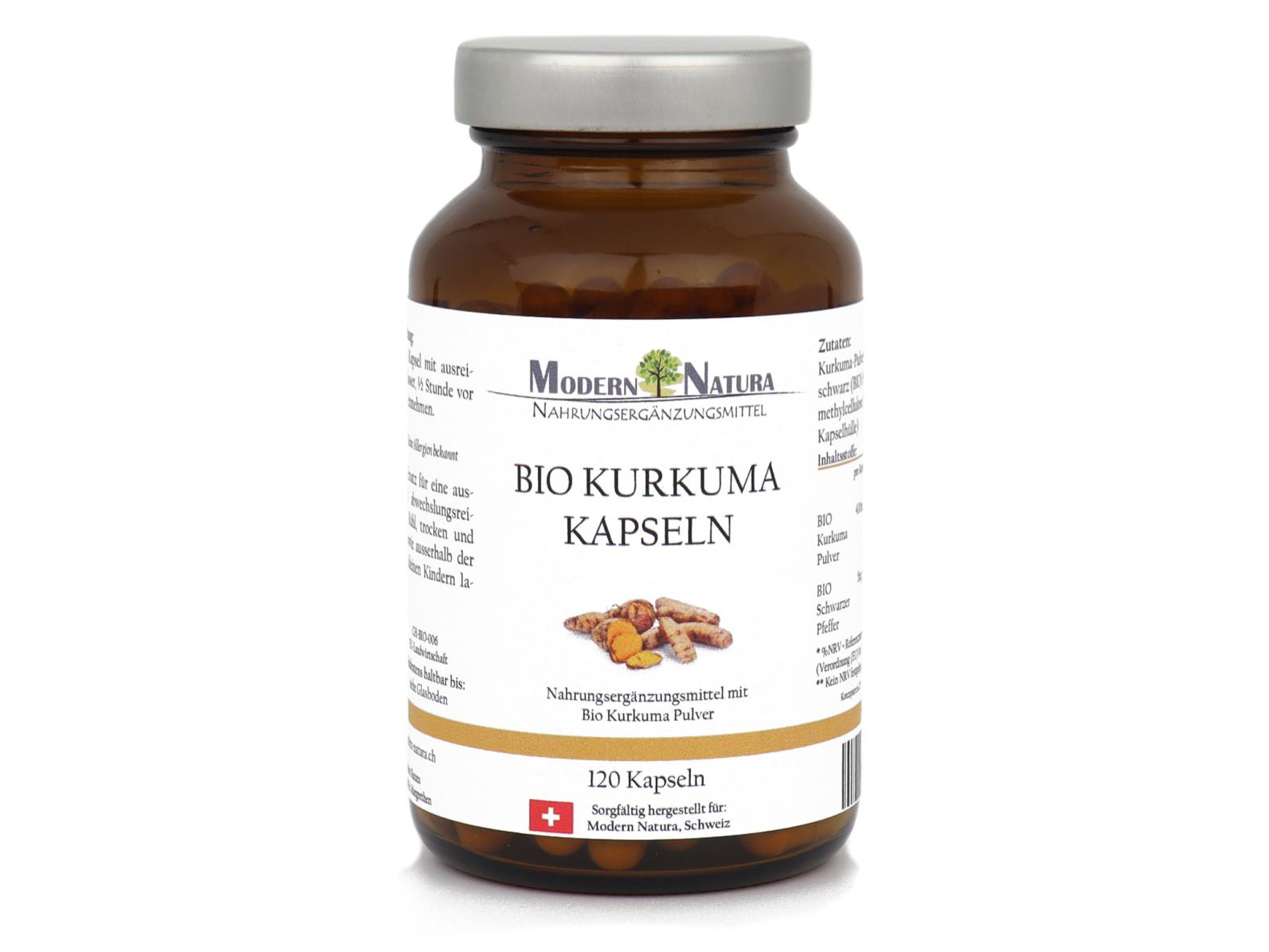 BIO Kurkuma / Curcuma - 120 Kapseln im Glas -  Mit 400mg BIO Curcuma + 5mg BIO Schwarzer Pfeffer - Vegan & Glutenfrei