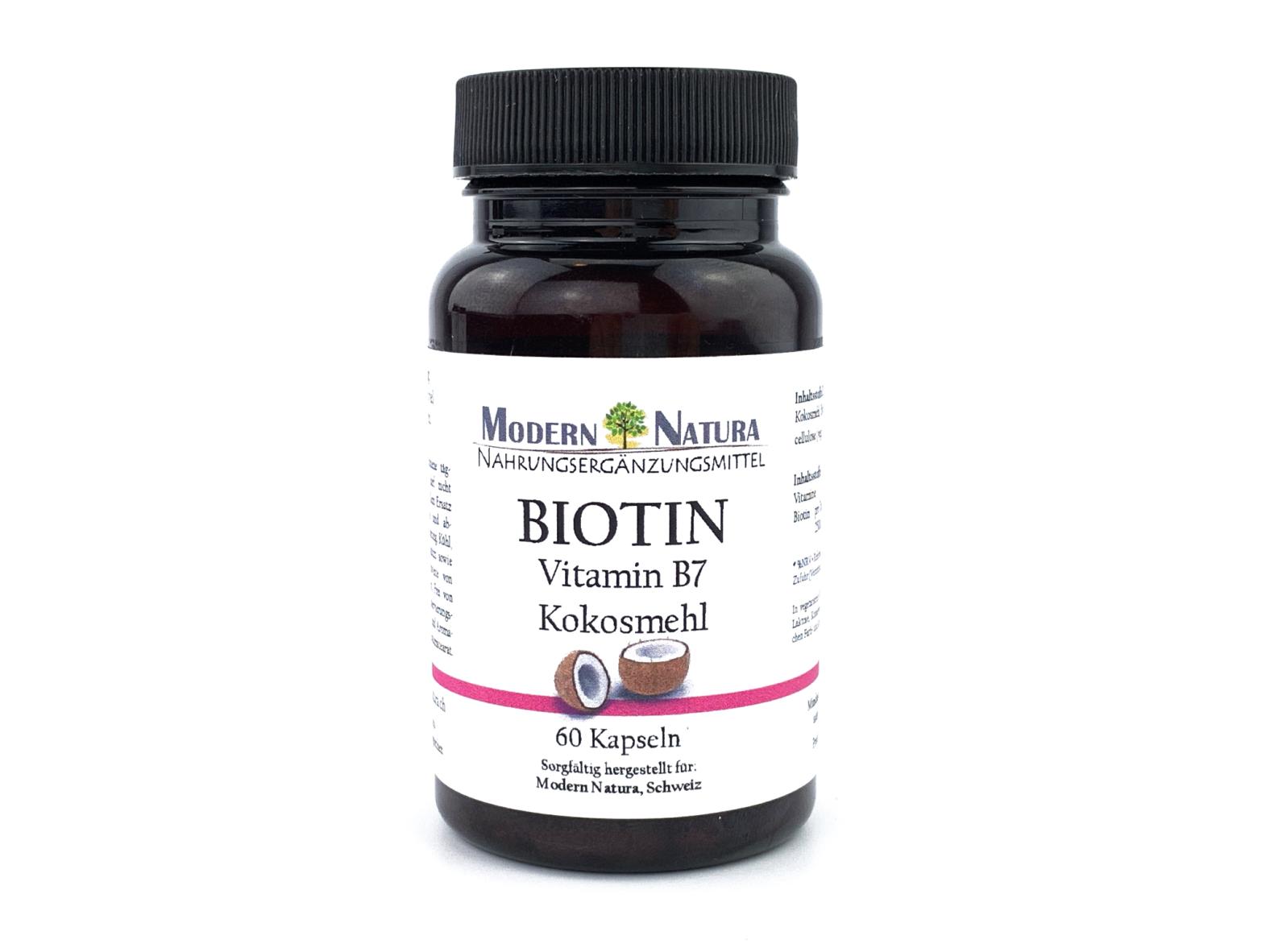 Biotin Vitamin B7 Kapseln - Kokosmehl (60 Stück) - Vegan & Glutenfrei