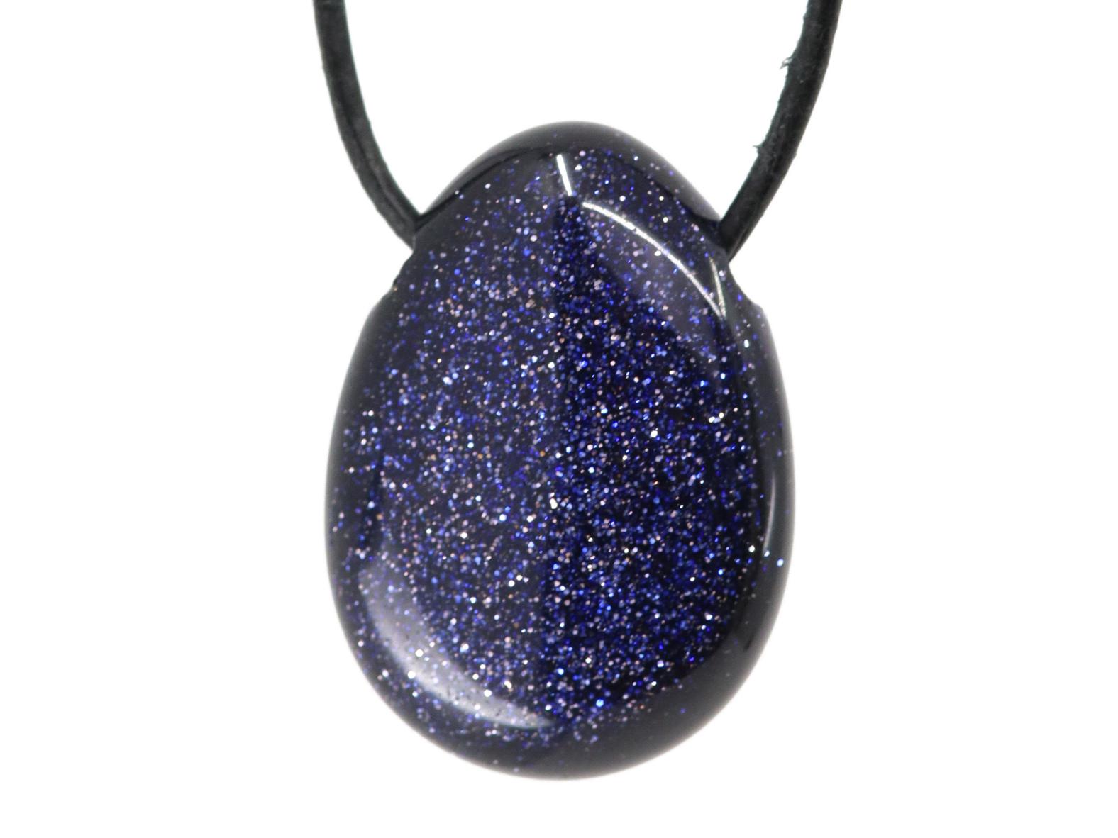 Blaufluss Edelstein / Heilstein - Anhänger inkl. 1m Leder- oder Kunstleder Halsband (Schmuckstein)
