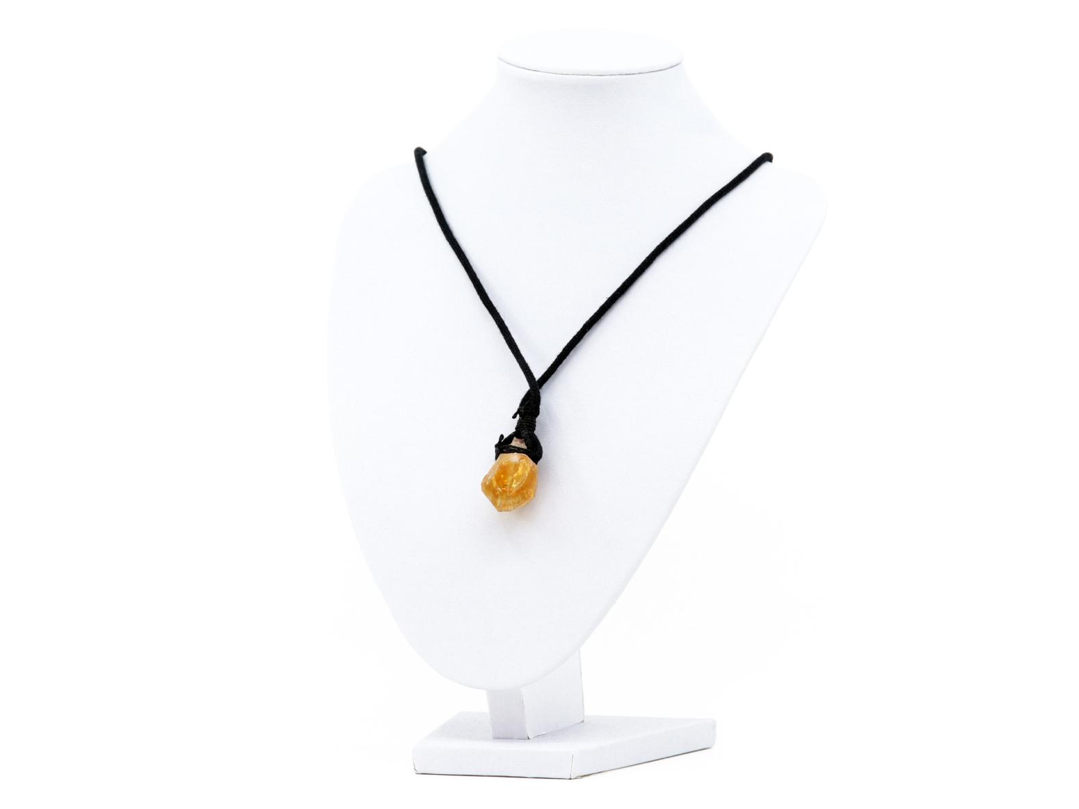 Citrin Kristall Anhänger - Edelstein / Heilstein - inkl. 1m Leder- oder Kunstleder Halsband (Schmuckstein)