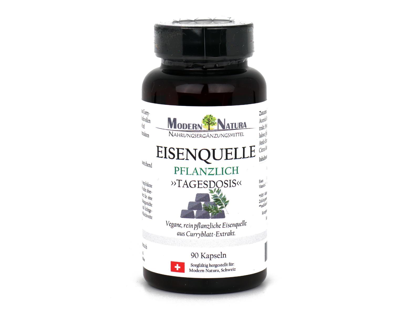 Eisenquelle Kapseln - Ihre Eisen "Tagesdosis" 21mg Kapseln (90 Stück) - Vegan & Glutenfrei