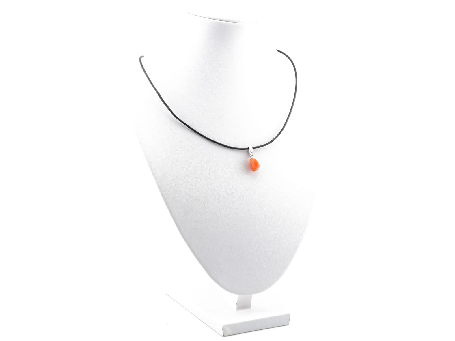 Feueropal Edelstein / Heilstein mit 925er Silberöse inkl. 1m Leder- oder Kunstleder Halskette