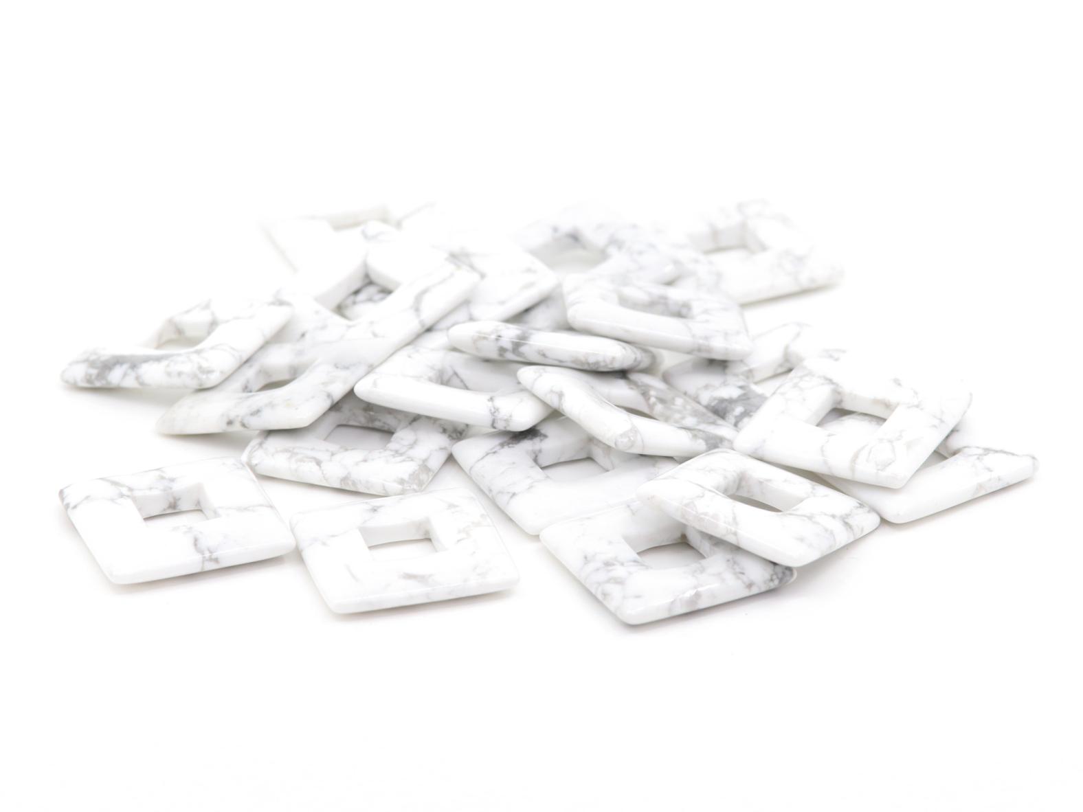 Howlite Square Donut (Howlith) Edelstein / Heilstein - Anhänger inkl. 1m Leder- oder Kunstleder Halsband (Schmuckstein)