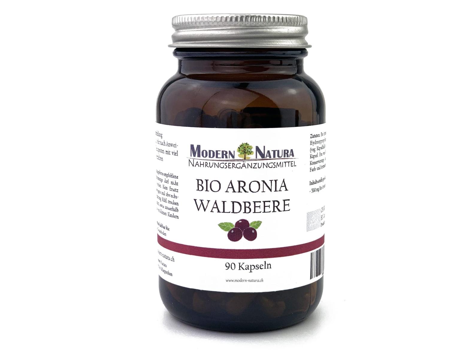 BIO Aronia Kapseln - Vegan & Glutenfrei - 500mg reinstes Aroniabeeren Pulver (90 Kapseln)