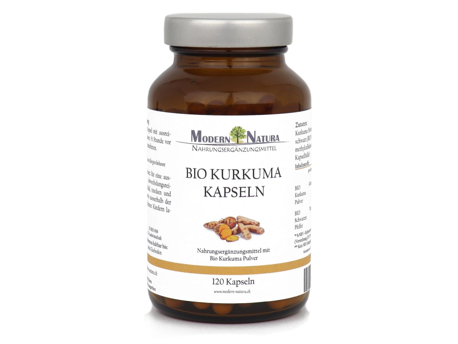 BIO Kurkuma / Curcuma - 120 Kapseln im Glas -  Mit 400mg BIO Curcuma + 5mg BIO Schwarzer Pfeffer - Vegan & Glutenfrei