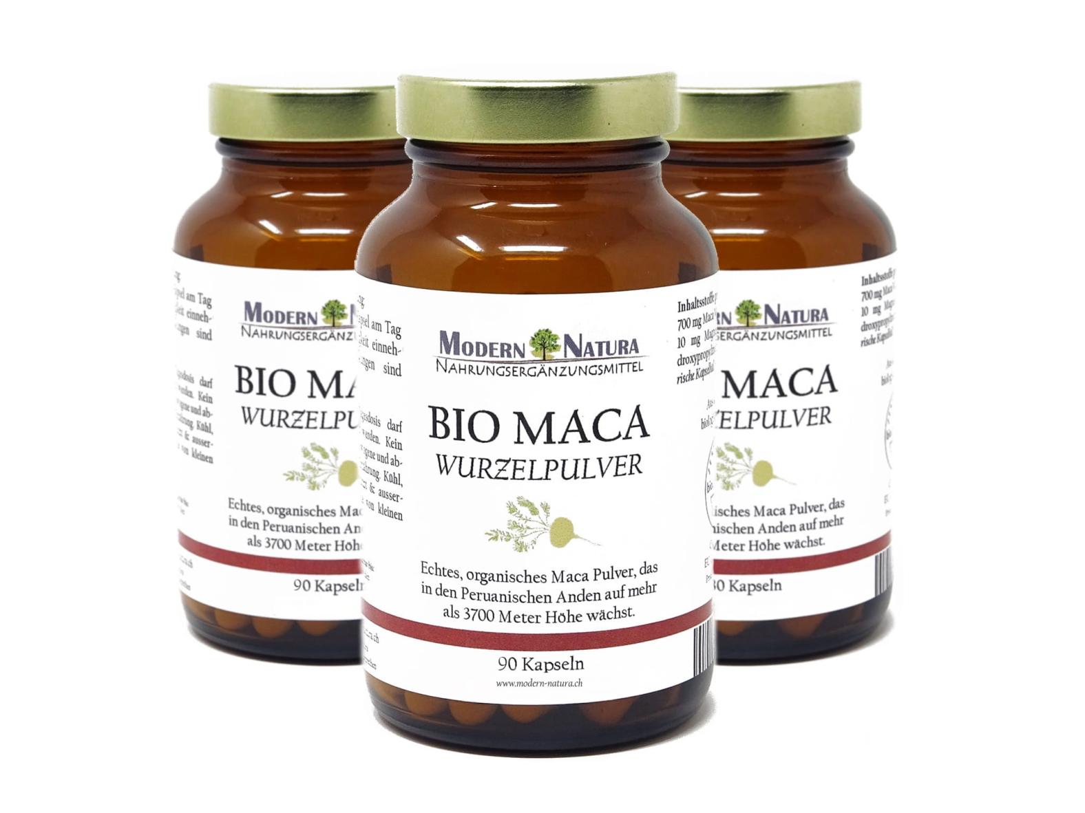 BIO Maca - 3x 90 Kapseln Set - 700mg Macawurzelpulver - Vegan & Glutenfrei