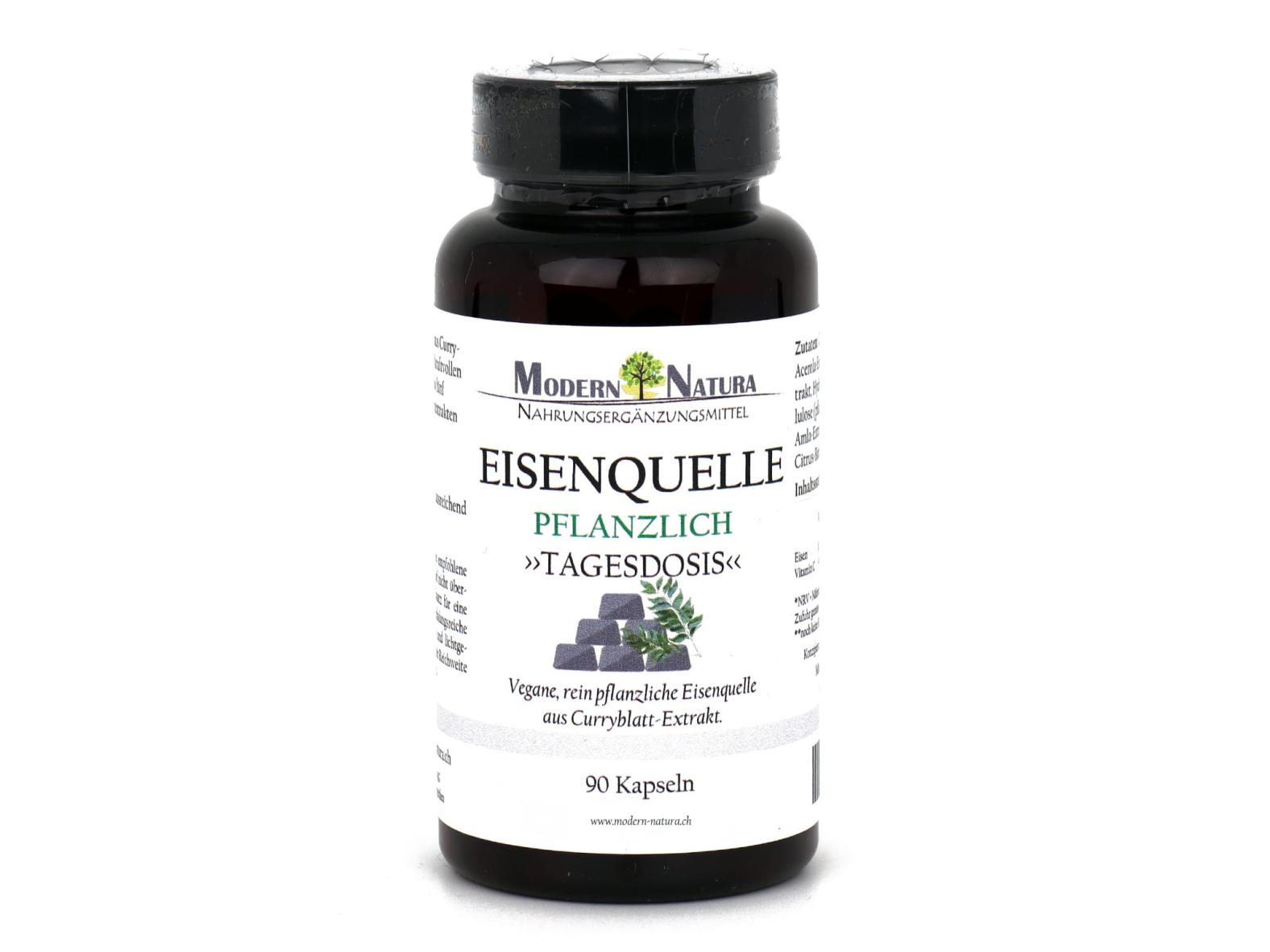 Eisenquelle Kapseln - Ihre Eisen "Tagesdosis" 21mg Kapseln (90 Stück) - Vegan & Glutenfrei