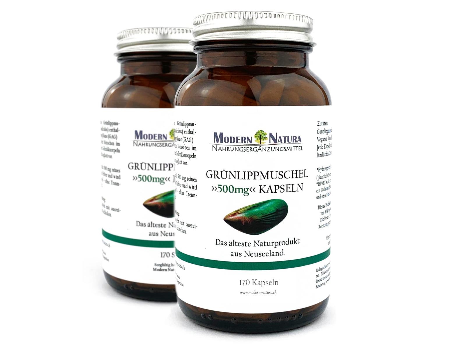 Grünlippmuschel Kapseln 500mg (2x 170 Kapseln Vorteilspack, Vegan verkapselt & Glutenfrei)
