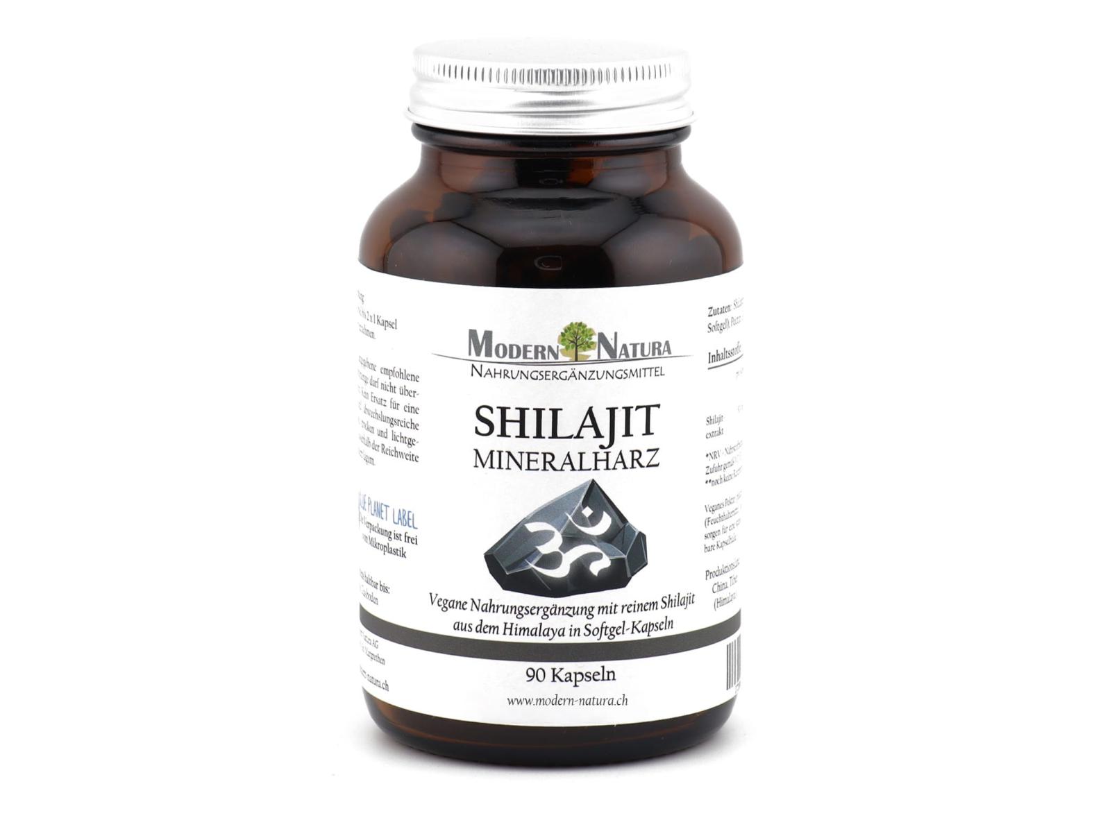 Shilajit Softgel Kapseln - Einzelglas 1x 90 Kapseln - Aus dem Himalaya - Vegan & Glutenfrei