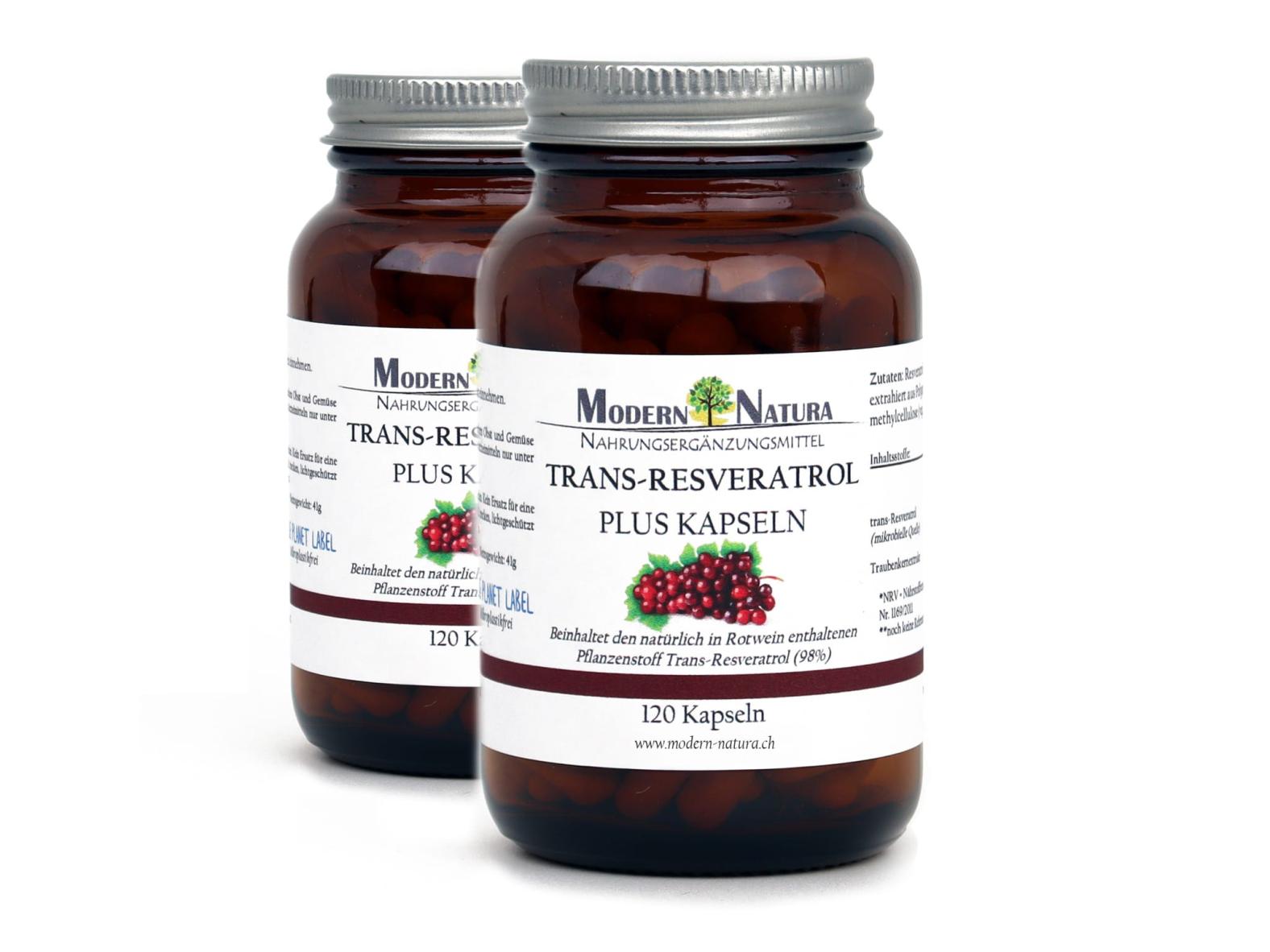 trans-Resveratrol PLUS Kapseln (Doppelpack 2x 120 Kapseln im Glas) Vegan & Glutenfrei - 300mg reines 98% trans-Resveratrol und OPC