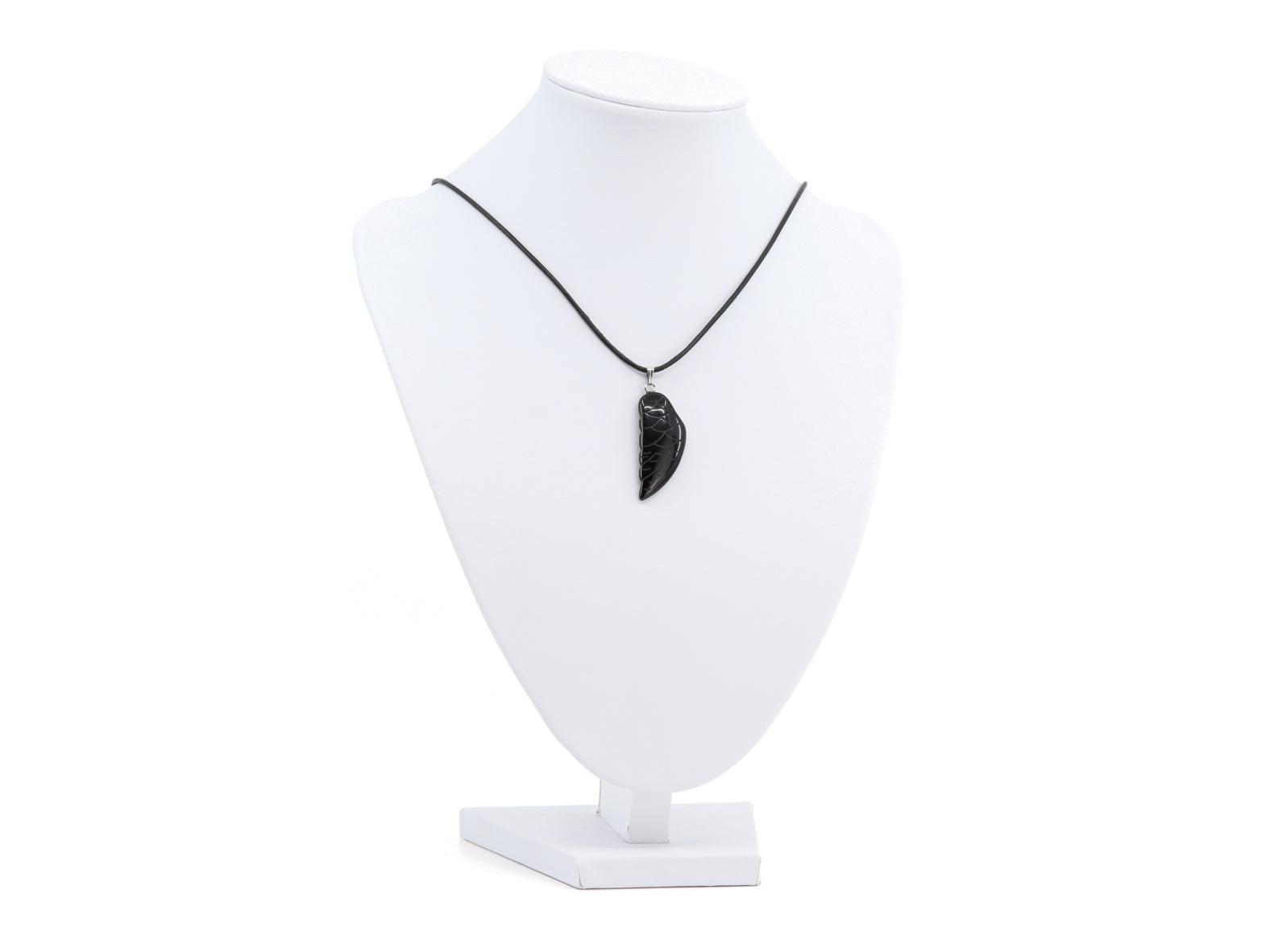 Onyx Engelflügel mit Öse + 1m Lederhalsband