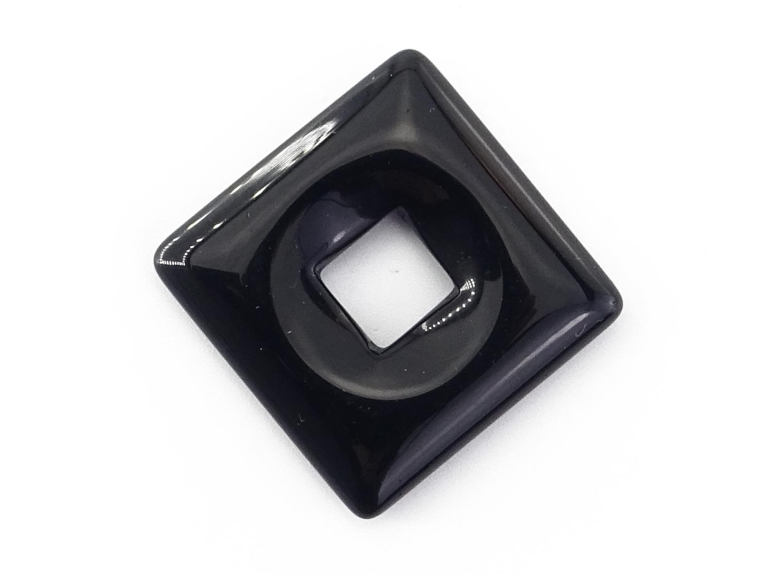 Onyx Edelstein (Square Donut) - Anhänger inkl. 1m Leder- oder Kunstleder Halsband (Schmuckstein)