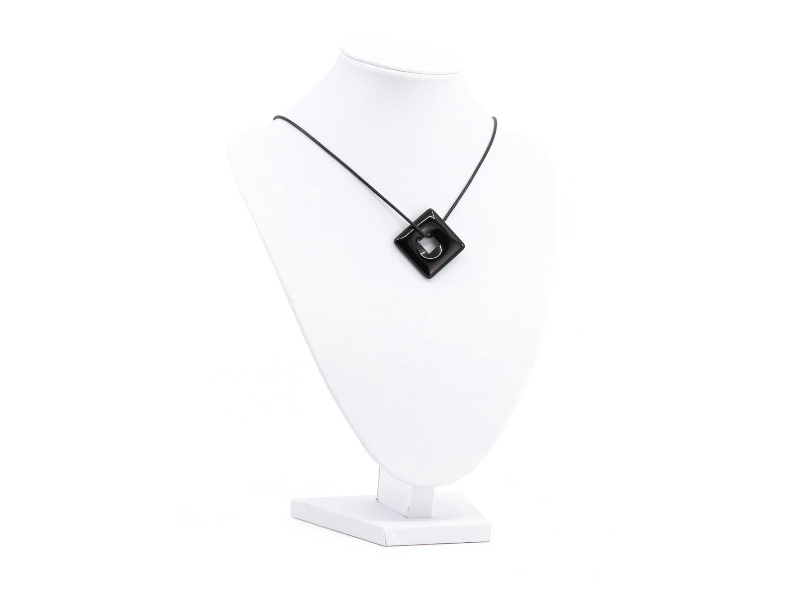 Onyx Edelstein (Square Donut) - Anhänger inkl. 1m Leder- oder Kunstleder Halsband (Schmuckstein)