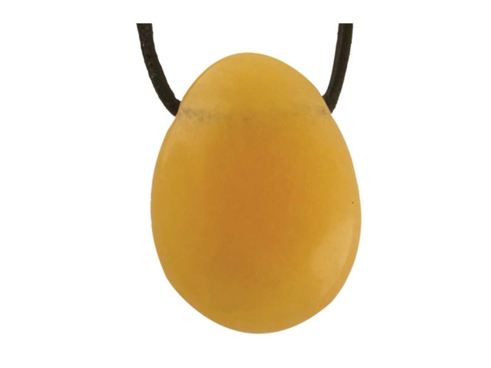 Orangen- Calcit Edelstein / Heilstein + 1m Lederhalsband