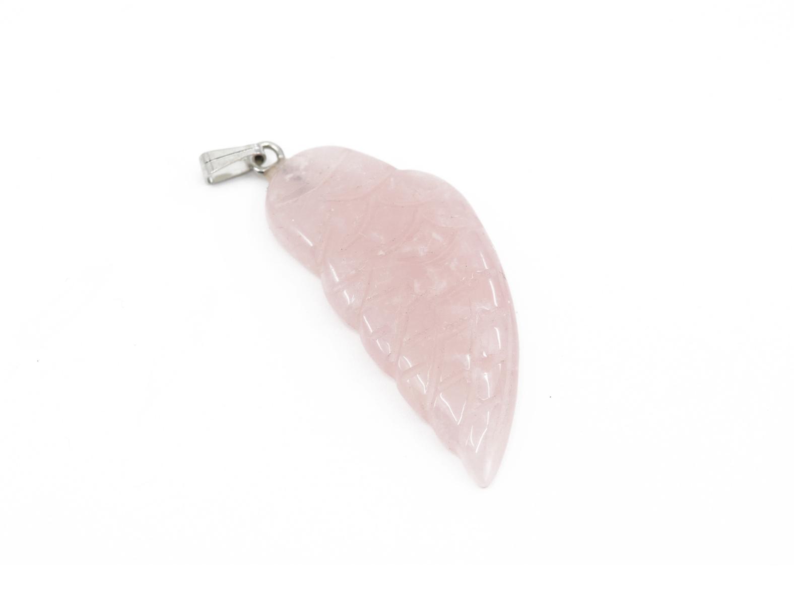Rosenquarz Engelflügel + 1m Lederhalsband