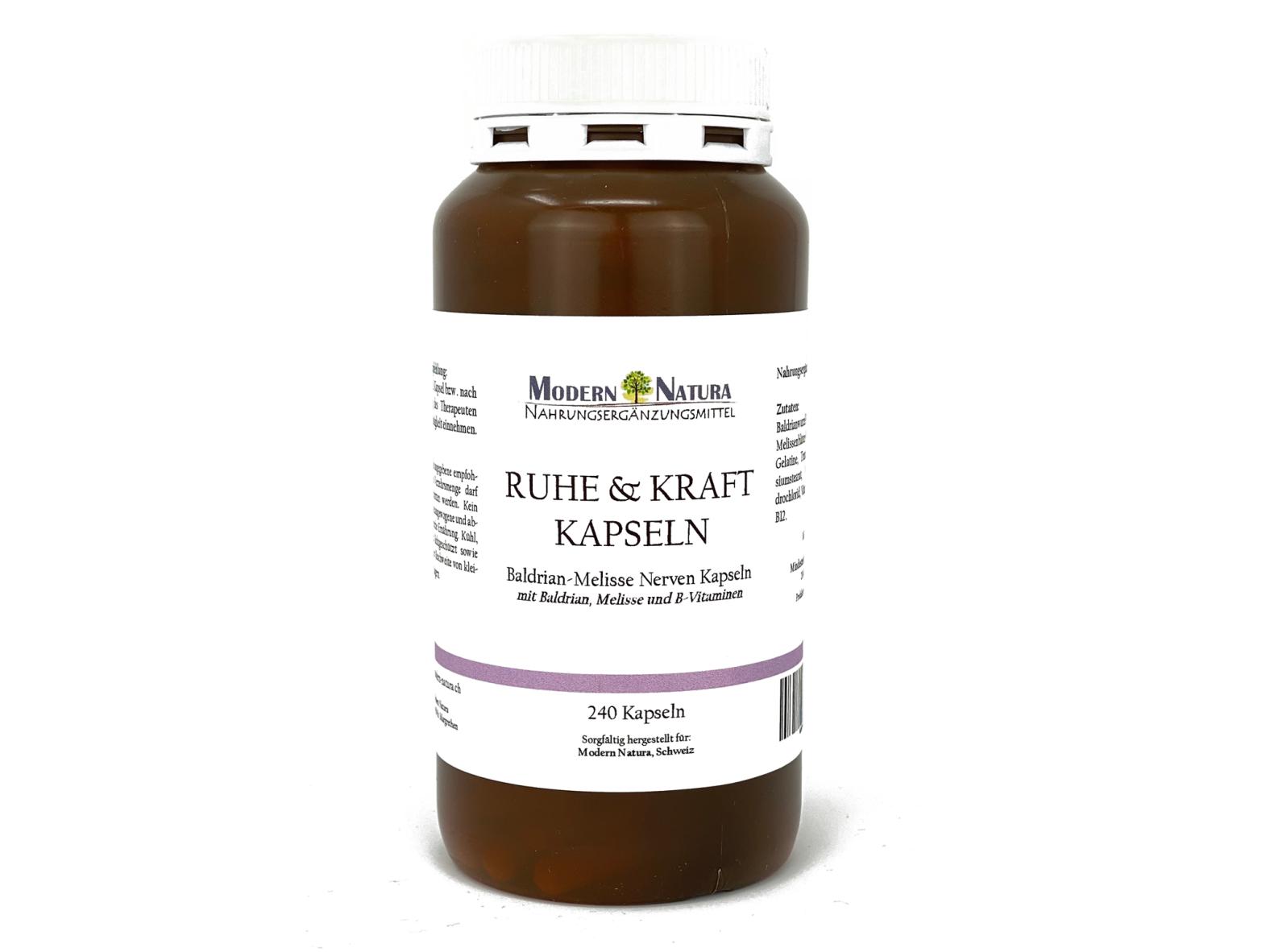 Modern Natura – Ruhe & Kraft -Melisse Baldrian-Nervenkraft (240 Kapseln)