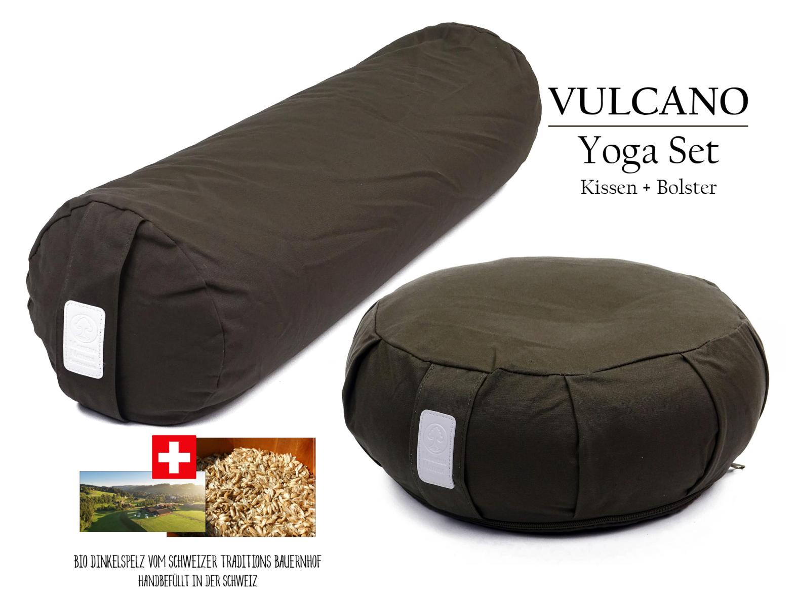 Modern Natura Yoga Set "Vulcano" mit Yogakissen + Yogabolster (Dunkelgrau)
