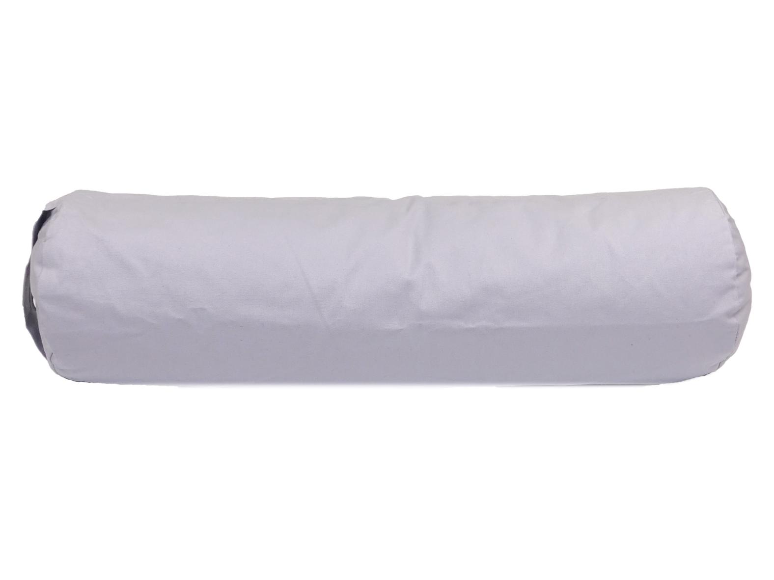 Yoga Bolster / Rolle "Mouse" (70 x 20 cm Gross, Rund, Hellgrau) - Yoga Kissen / Meditationskissen (Schweizer BIO Dinkelspelz)
