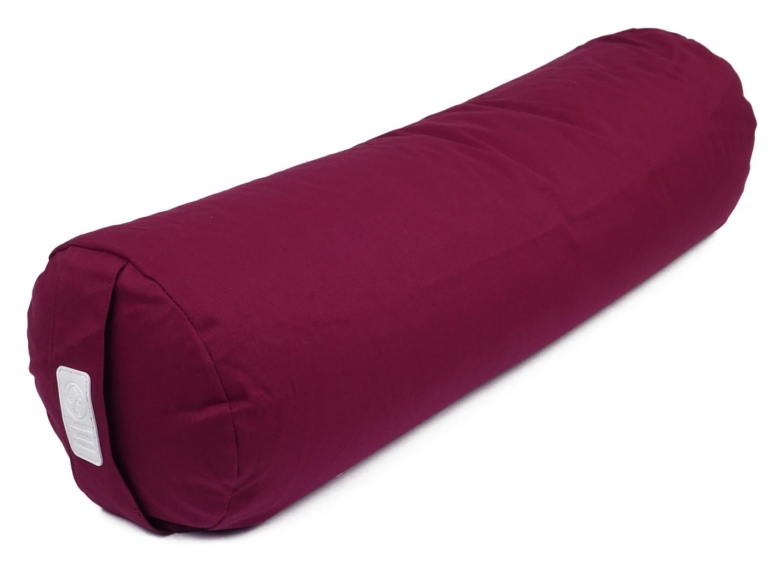 Yoga Bolster / Rolle "Vino" (70 x 20 cm Gross, Rund, Weinrot) - Yoga Kissen / Meditationskissen (Schweizer BIO Dinkelspelz)