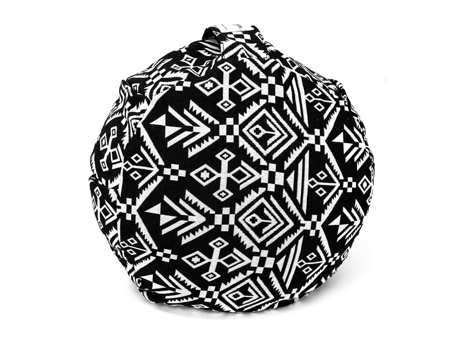 Yogakissen "Zebra" (42 x 15 cm Gross, Rund, Schwarz/Weiss Muster) - Yoga Kissen / Meditationskissen (Schweizer BIO Dinkelspelz)