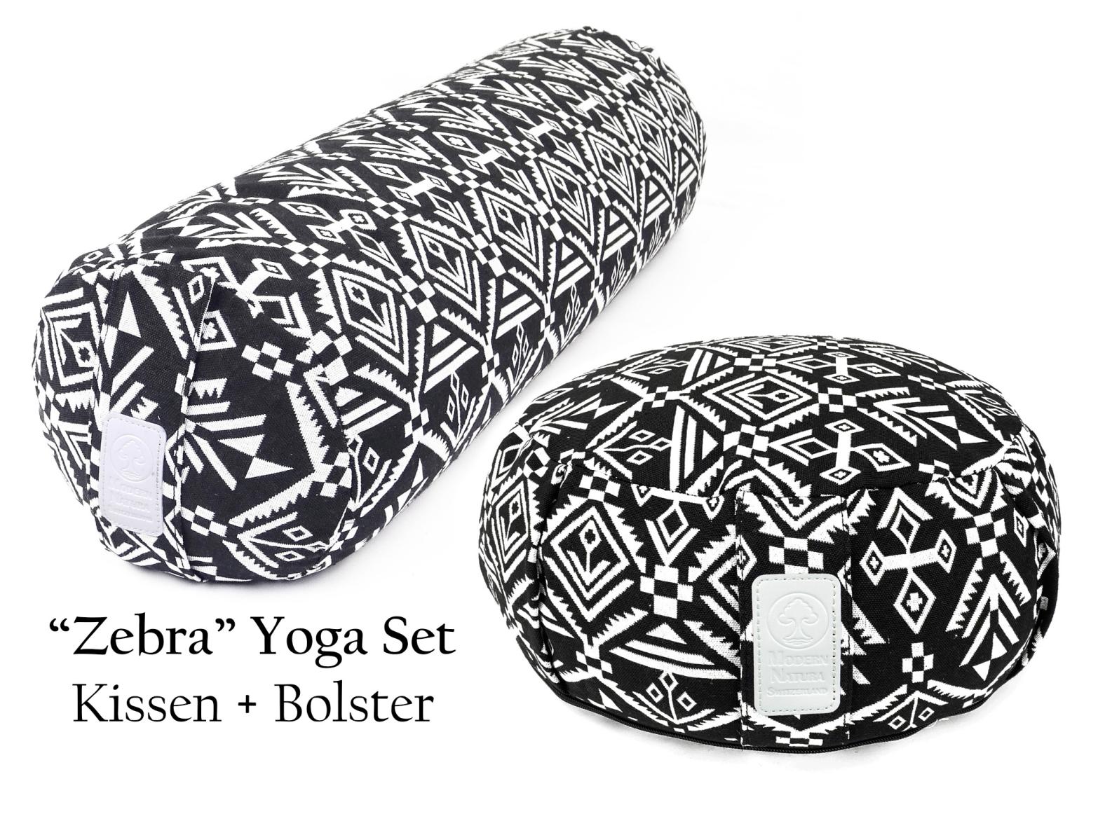 Yoga Set "Zebra" - Yogakissen + Yogabolster (Schwarz/Weiss Schönes & elegantes Muster)