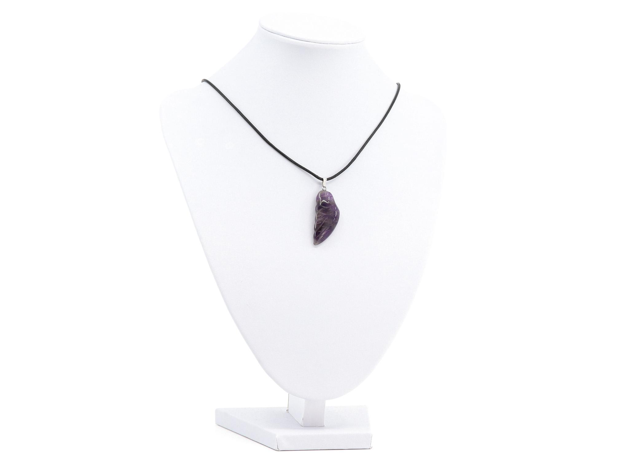 Amethyst Engelflügel - Anhänger inkl. 1m Leder- oder Kunstleder Halsband (Schmuckstein)