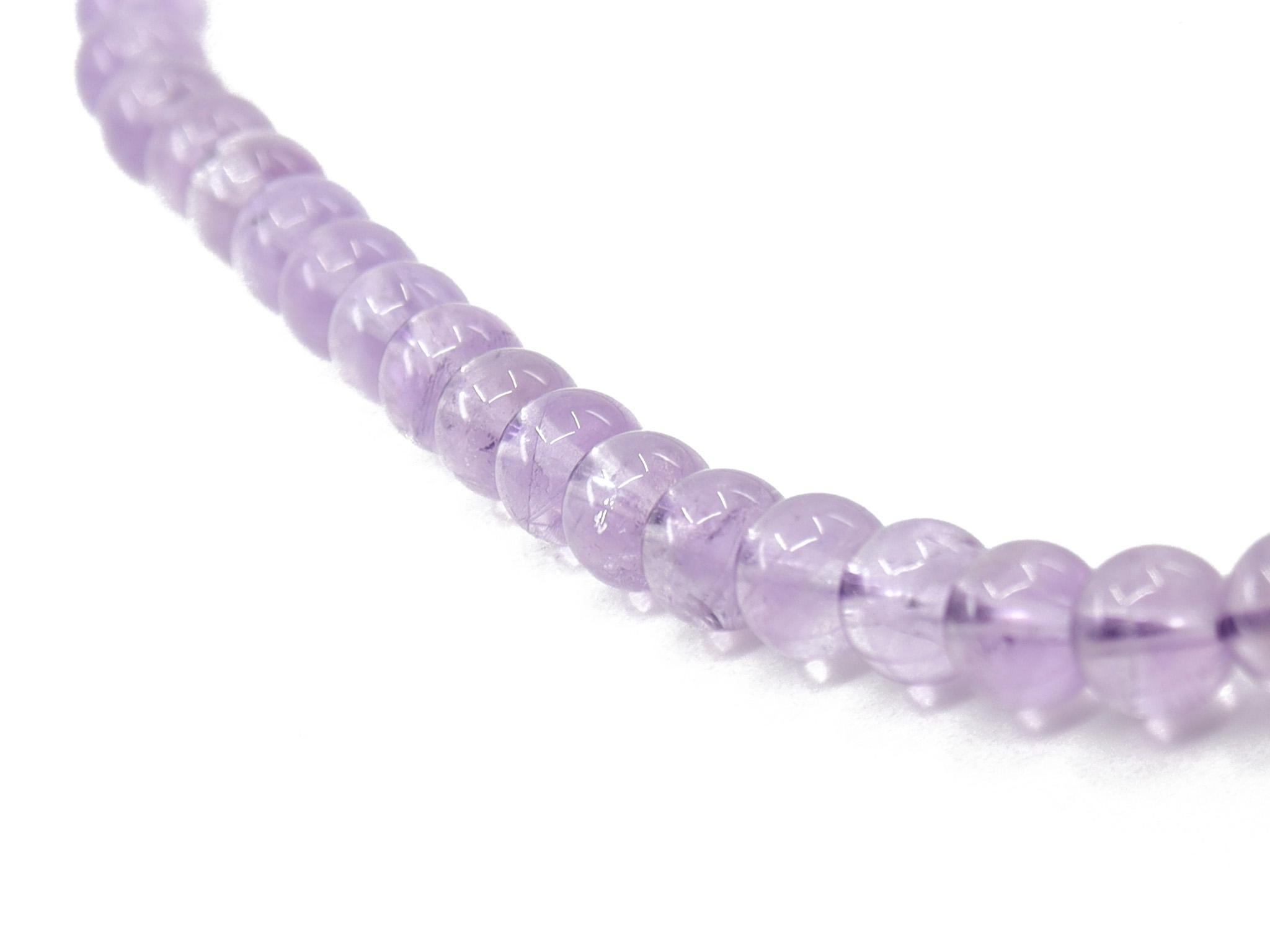 Amethyst Halskette mit 8 mm Kugeln - Länge ca. 47 cm - Vergoldeter Karabiner