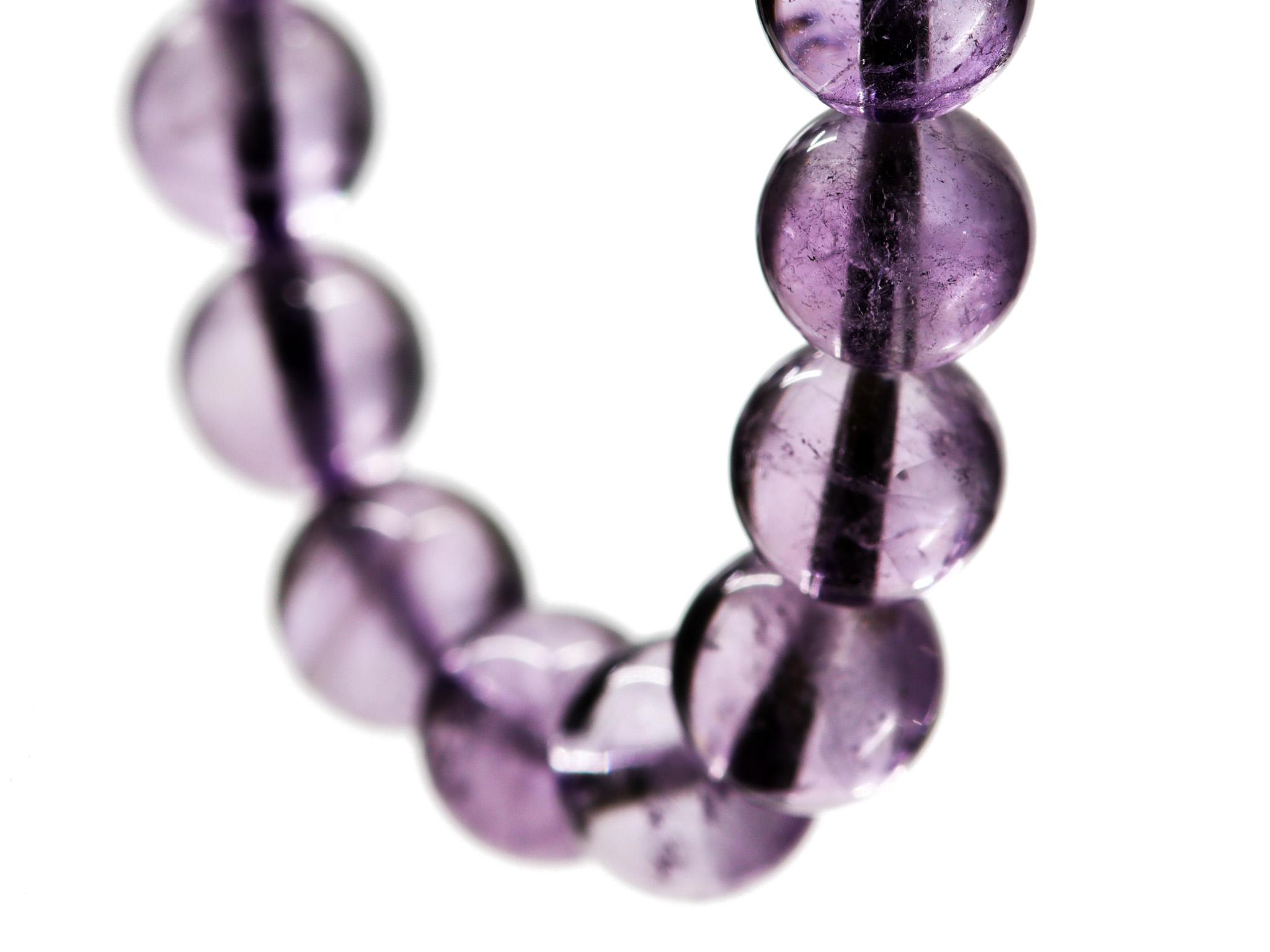 Amethyst Halskette mit 8 mm Kugeln - Länge ca. 47 cm - Vergoldeter Karabiner