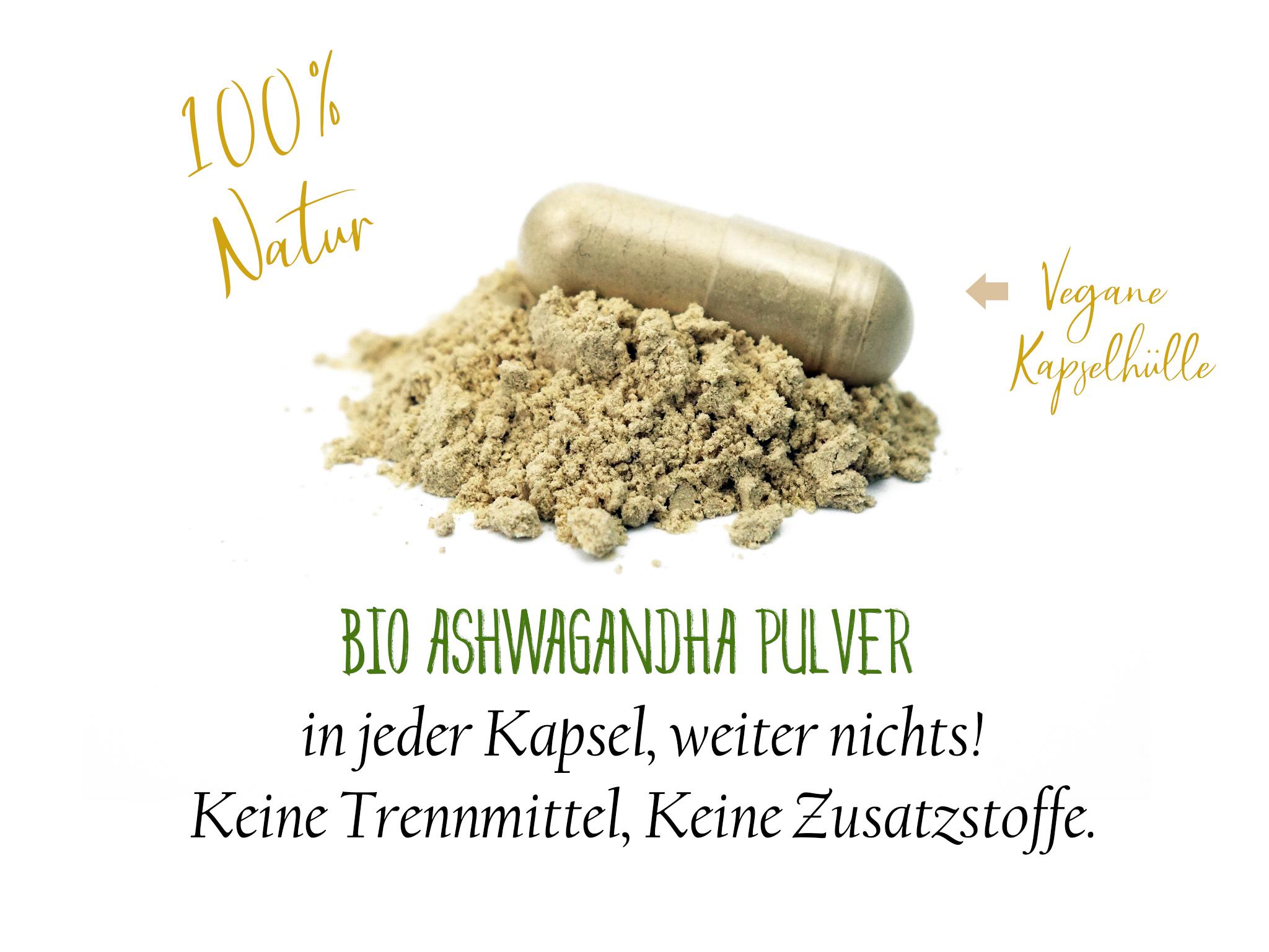 BIO Ashwagandha Doppelpack (2x 120 Kapseln) Vegan & Glutenfrei - Mit reinem Ashwagandha Pulver