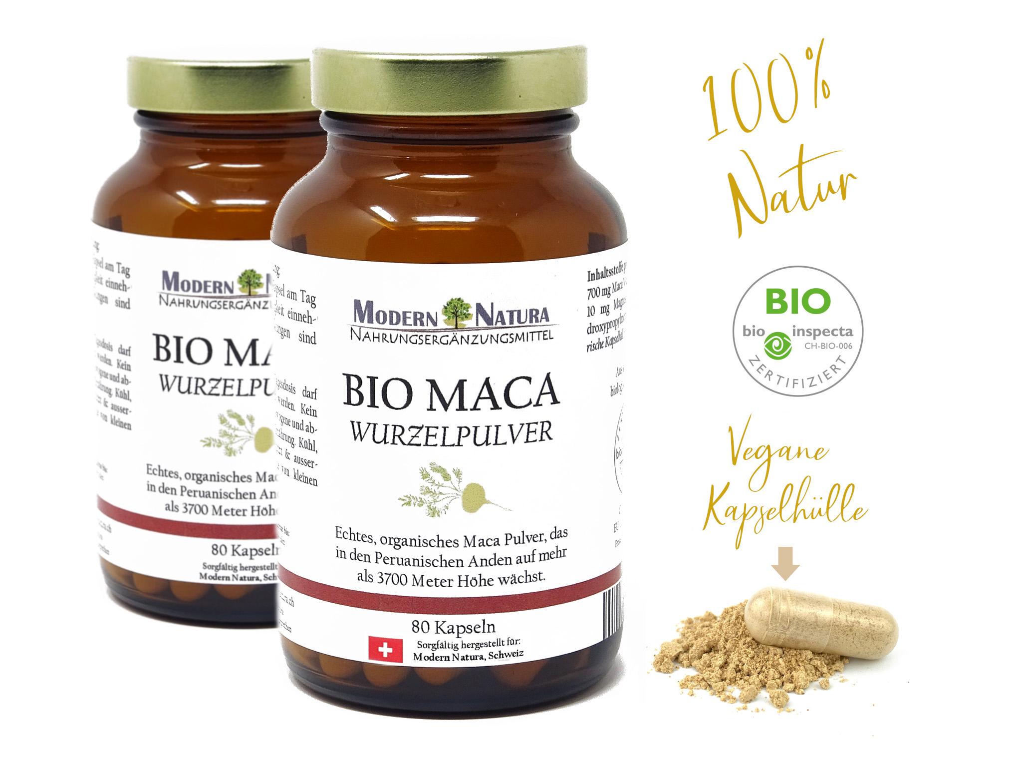 BIO Maca - 2x 80 Kapseln Doppelpack - 700mg Macawurzelpulver - Vegan & Glutenfrei