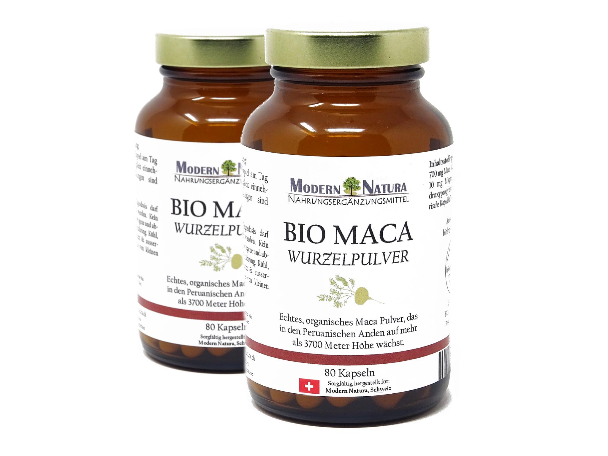 BIO Maca - 2x 80 Kapseln Doppelpack - 700mg Macawurzelpulver - Vegan & Glutenfrei