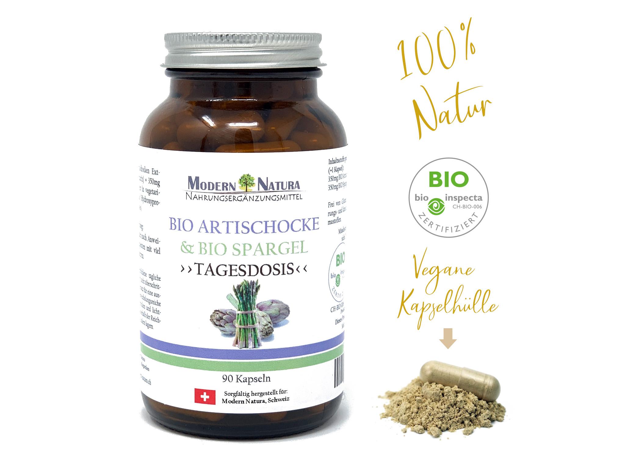 BIO Artischocken + BIO Spargel "Tagesdosis" - 90 Kapseln - Vegan & Glutenfrei - Abnehmen & Diät unterstützen mit Spargelpulver & Artischocken-Extrakt