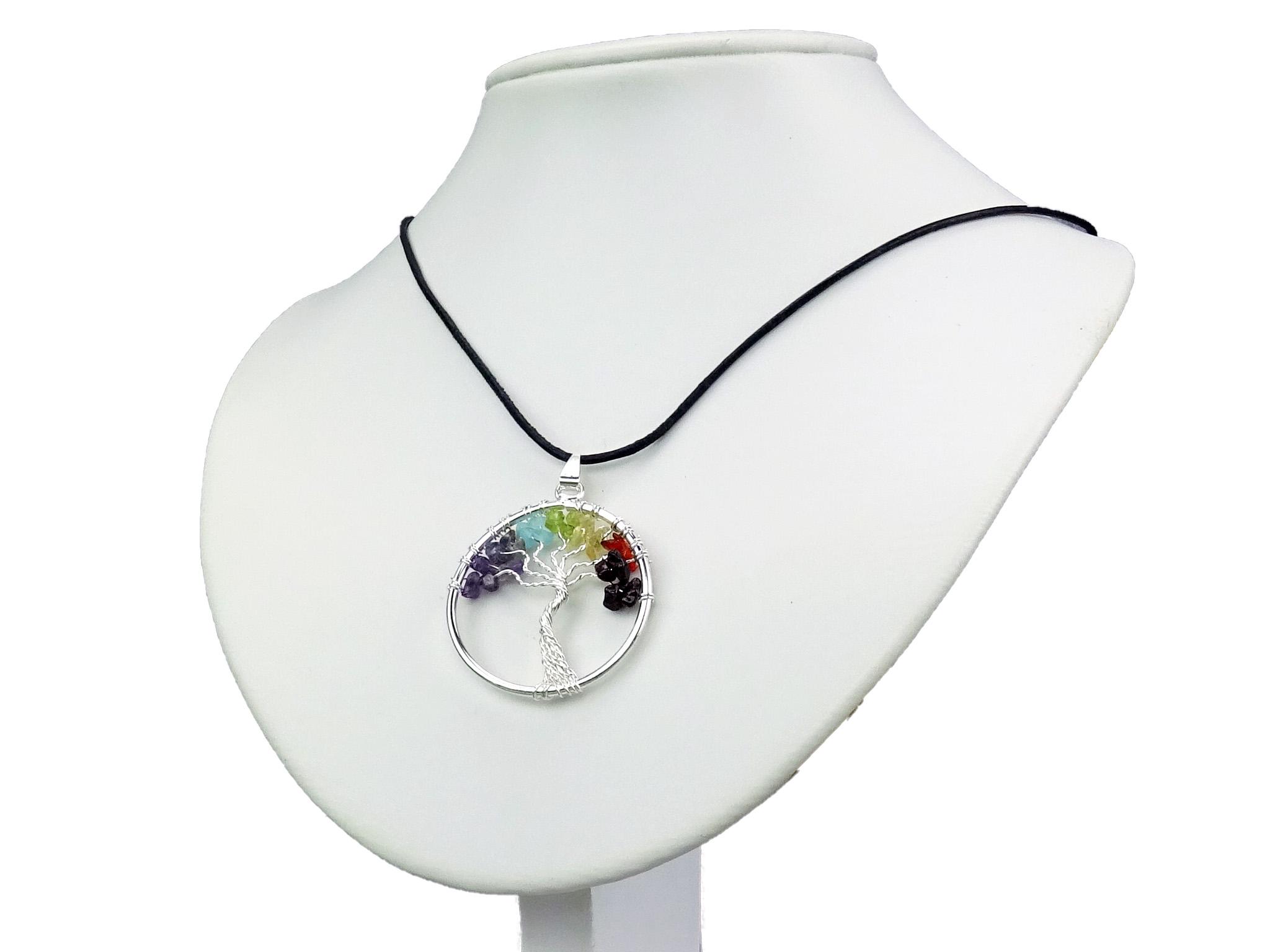 Chakra-Anhänger "Baum des Lebens" + 1m Lederhalsband
